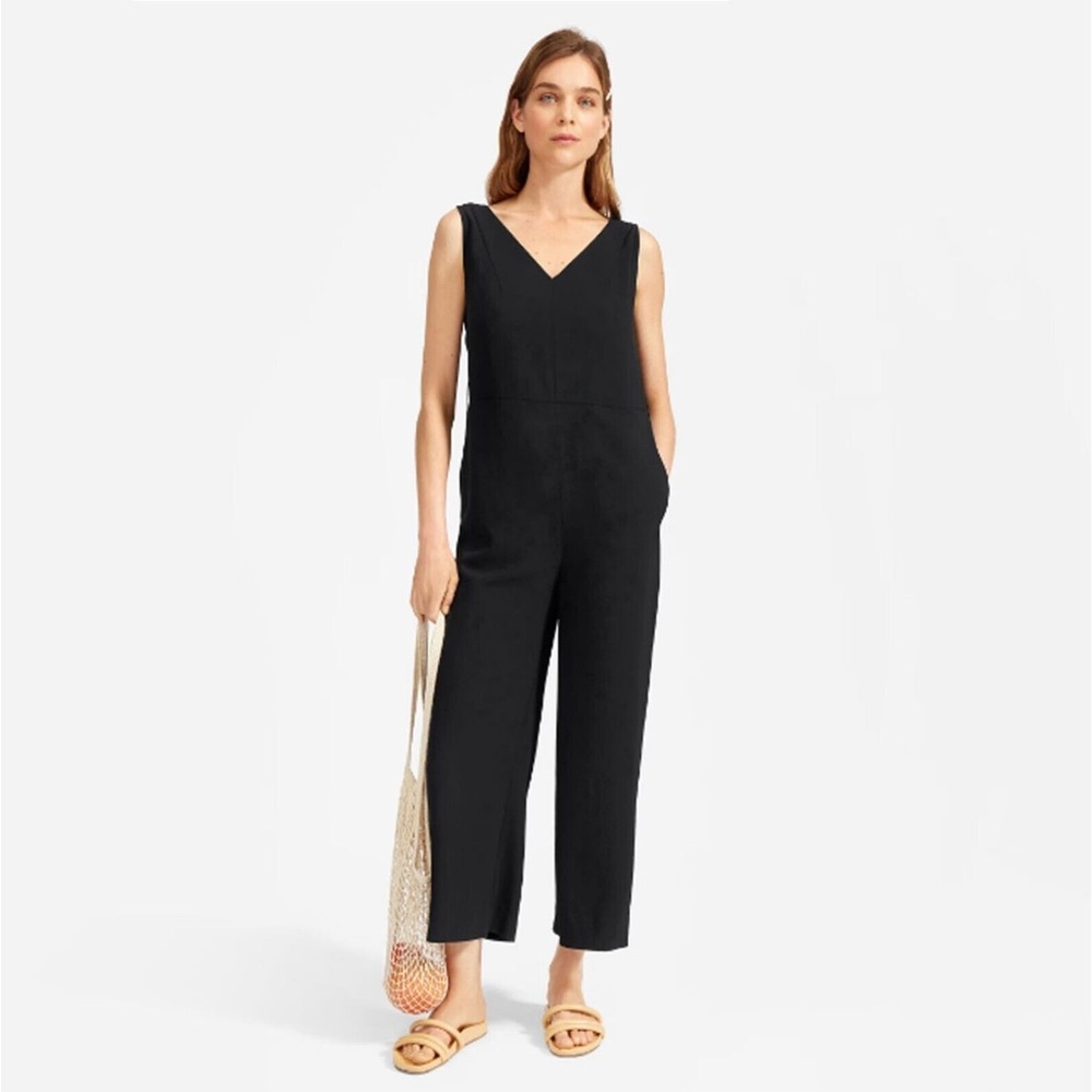 Everlane NWT The Japanese GoWeave Essential Jumpsuit Black Sz 0 Fits S M Career